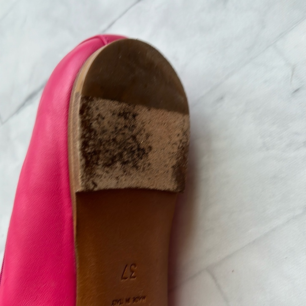 Saint Laurent Raspberry Dance Leather Ballet Flats - Picture 10 of 16